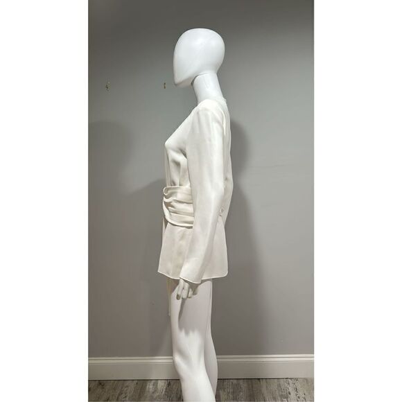 Lafayette 148 New York Cream Tie Waist Blouse Size 8 - Picture 11 of 14